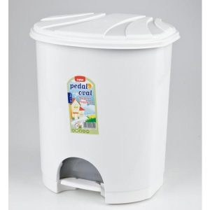 Κάδος απορριμμάτων πλαστικός λευκός με πεντάλ 11 λίτρων